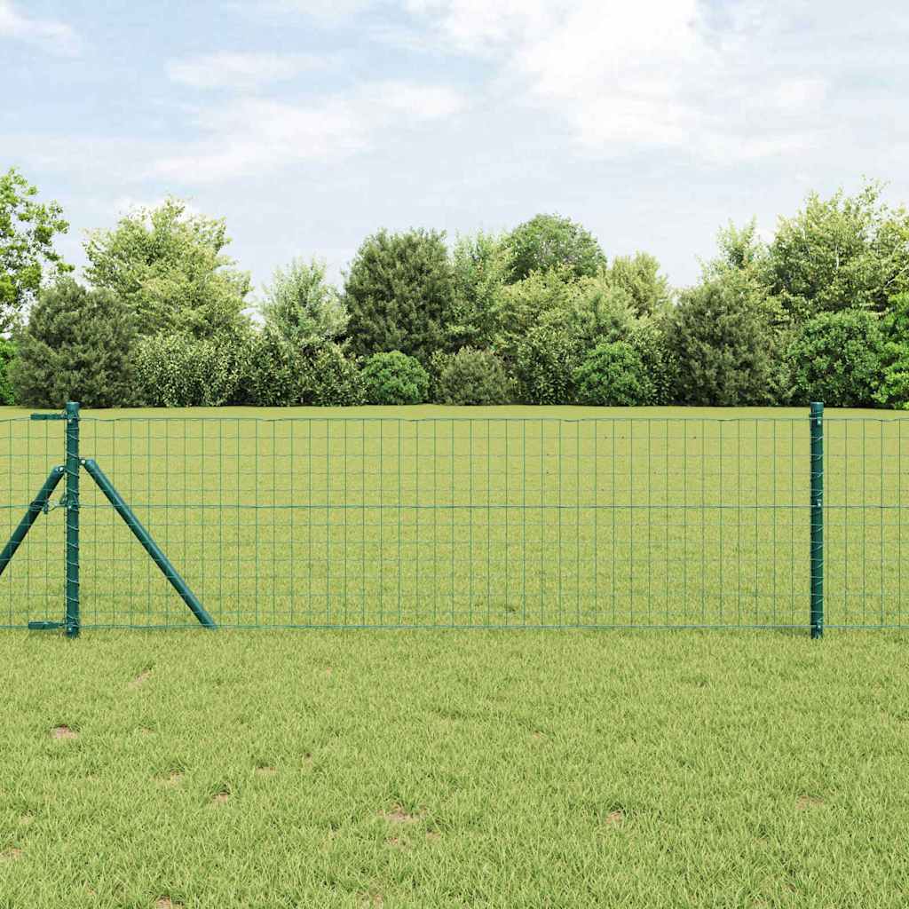 Fence with Post Green 0.8 x 10 m Steel and PVC