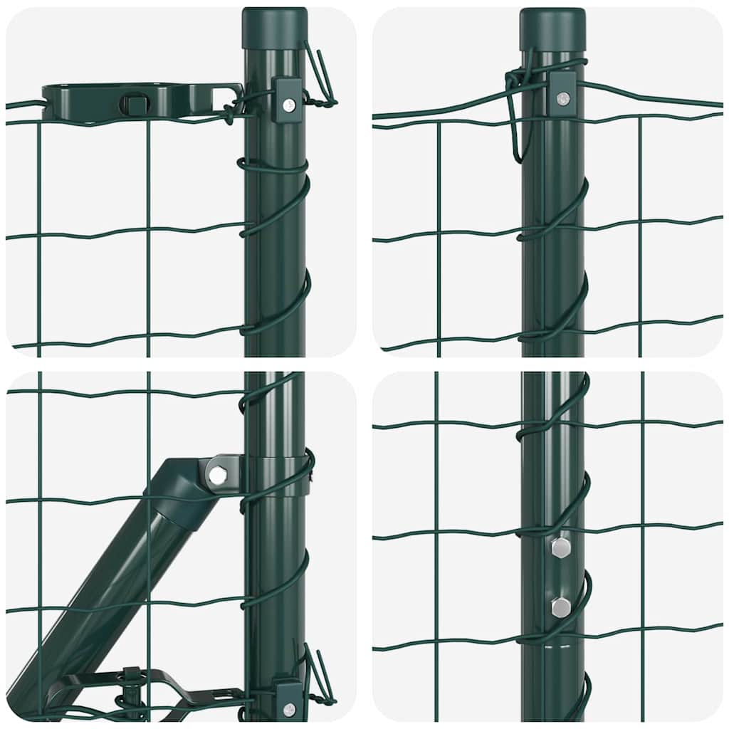 Fence with Post Green 1 x 10 m Steel and PVC