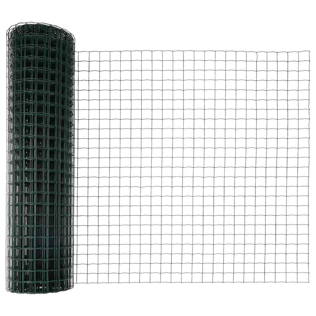 Fence with Post Green 1 x 10 m Steel and PVC