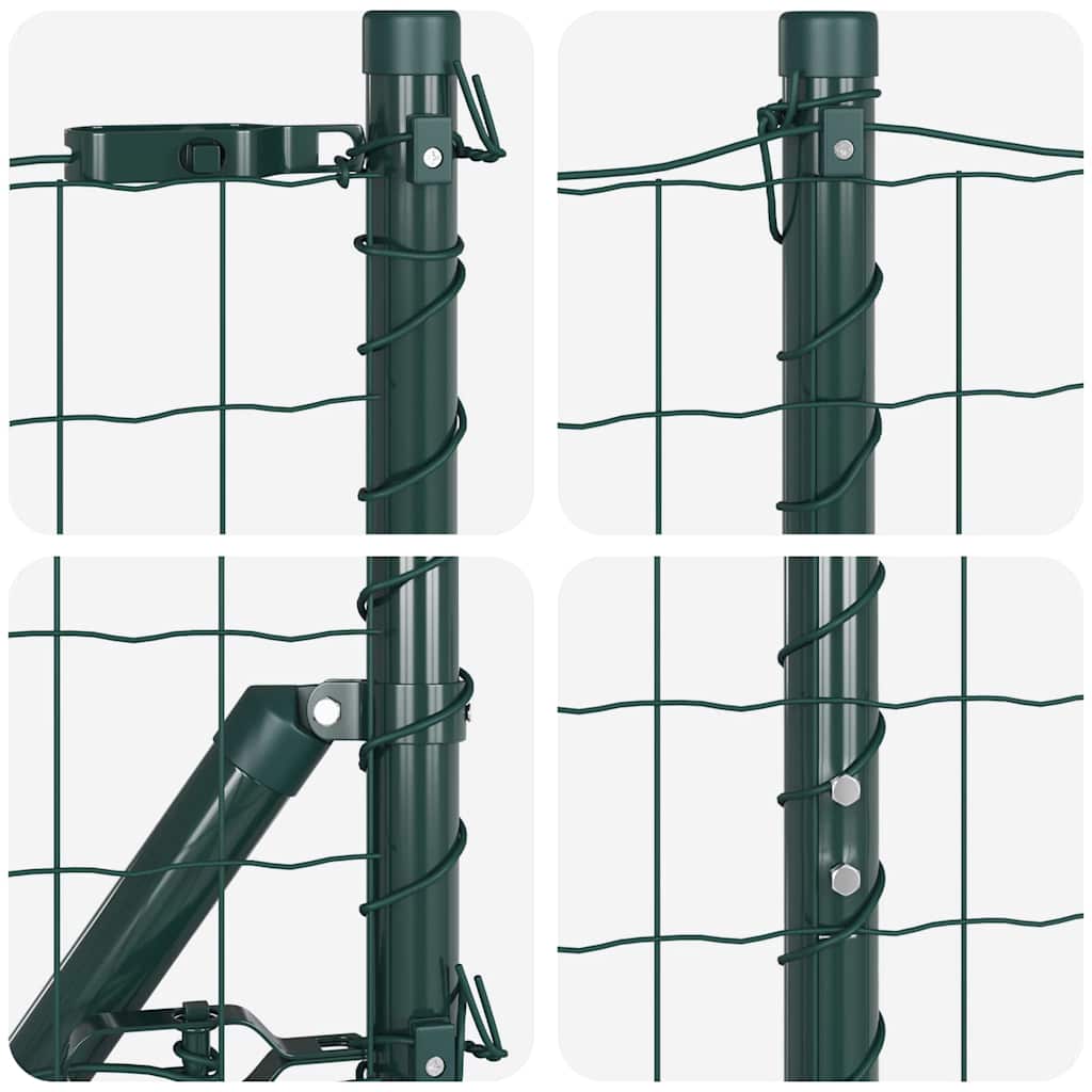 Fence with Post Green 1.5 x 10 m Steel and PVC