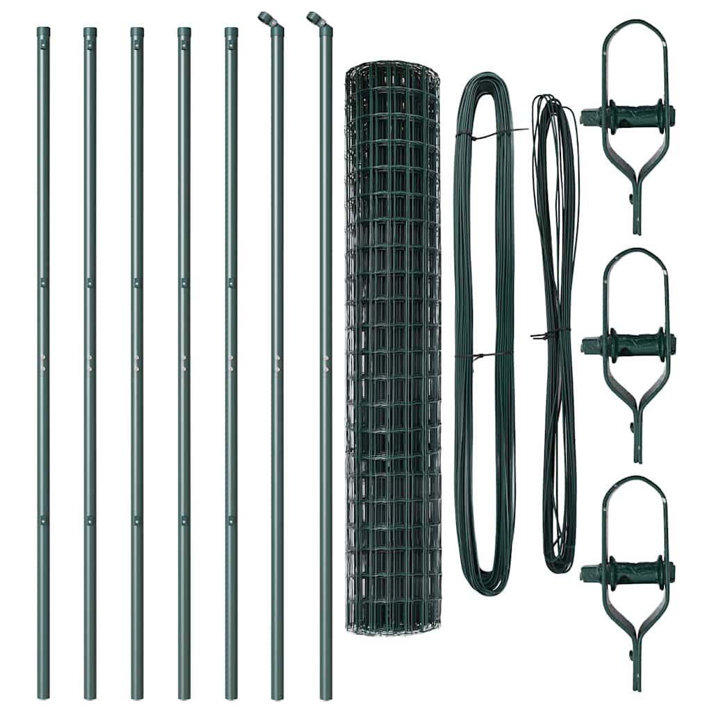 Fence with Post Green 1.5 x 10 m Steel and PVC