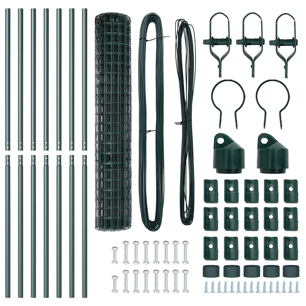 Fence with Post Green 1.6 x 10 m Steel and PVC
