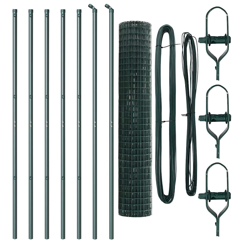 Fence with Post Green 1.5 x 10 m Steel and PVC