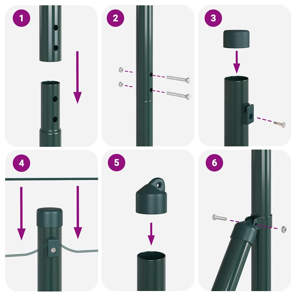 Fence with Post Green 1.5 x 10 m Steel and PVC