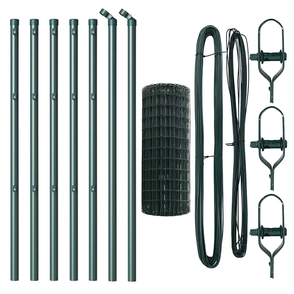 Fence with Post Green 0.6 x 10 m Steel and PVC