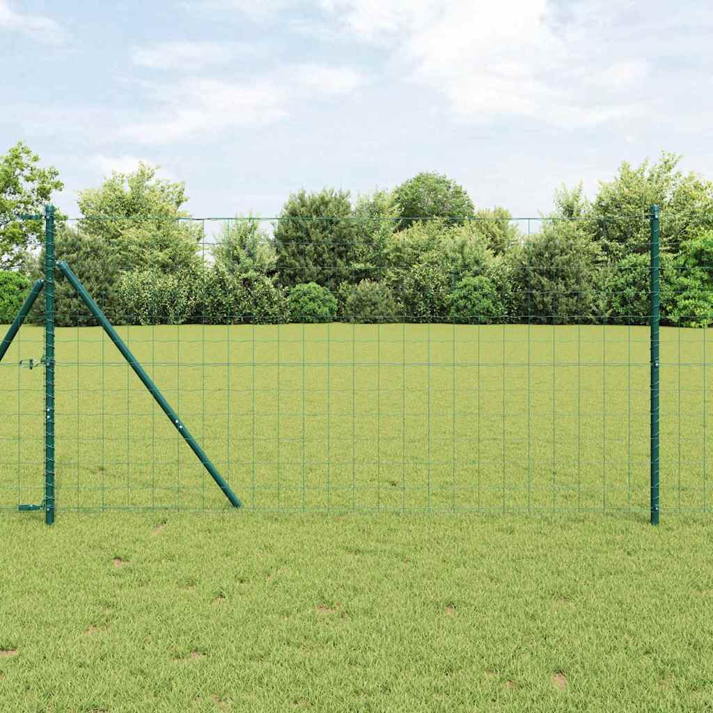 Fence with Post Green 1.4 x 10 m Steel and PVC