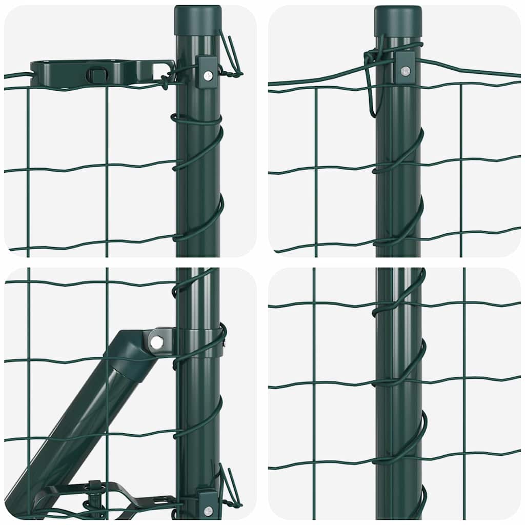 Fence with Post Green 0.6 x 25 m Steel and PVC