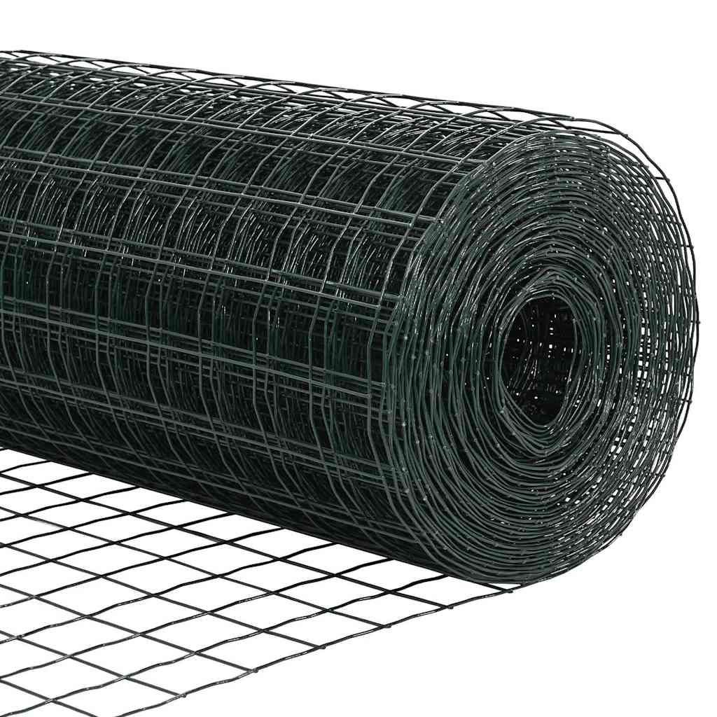 Fence with Post Green 0.6 x 25 m Steel and PVC