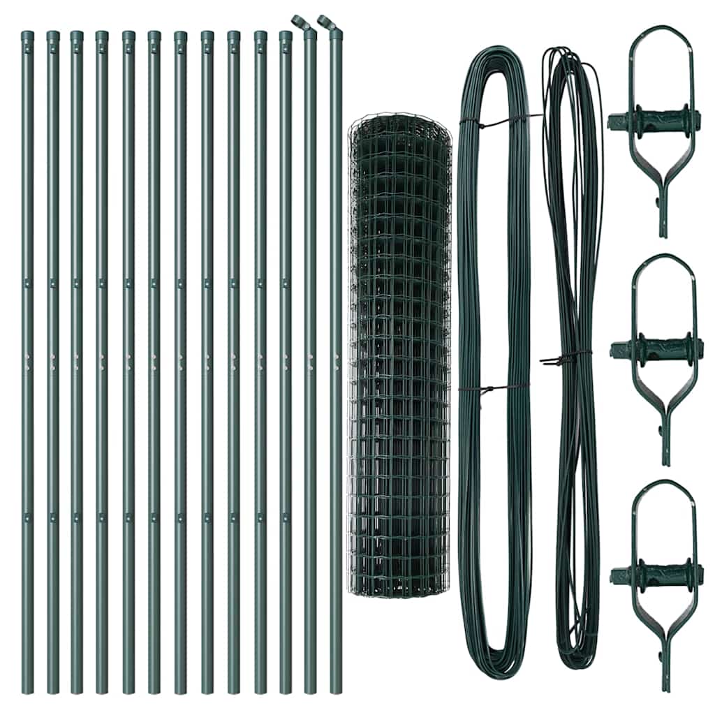 Fence with Post Green 1.2 x 25 m Steel and PVC