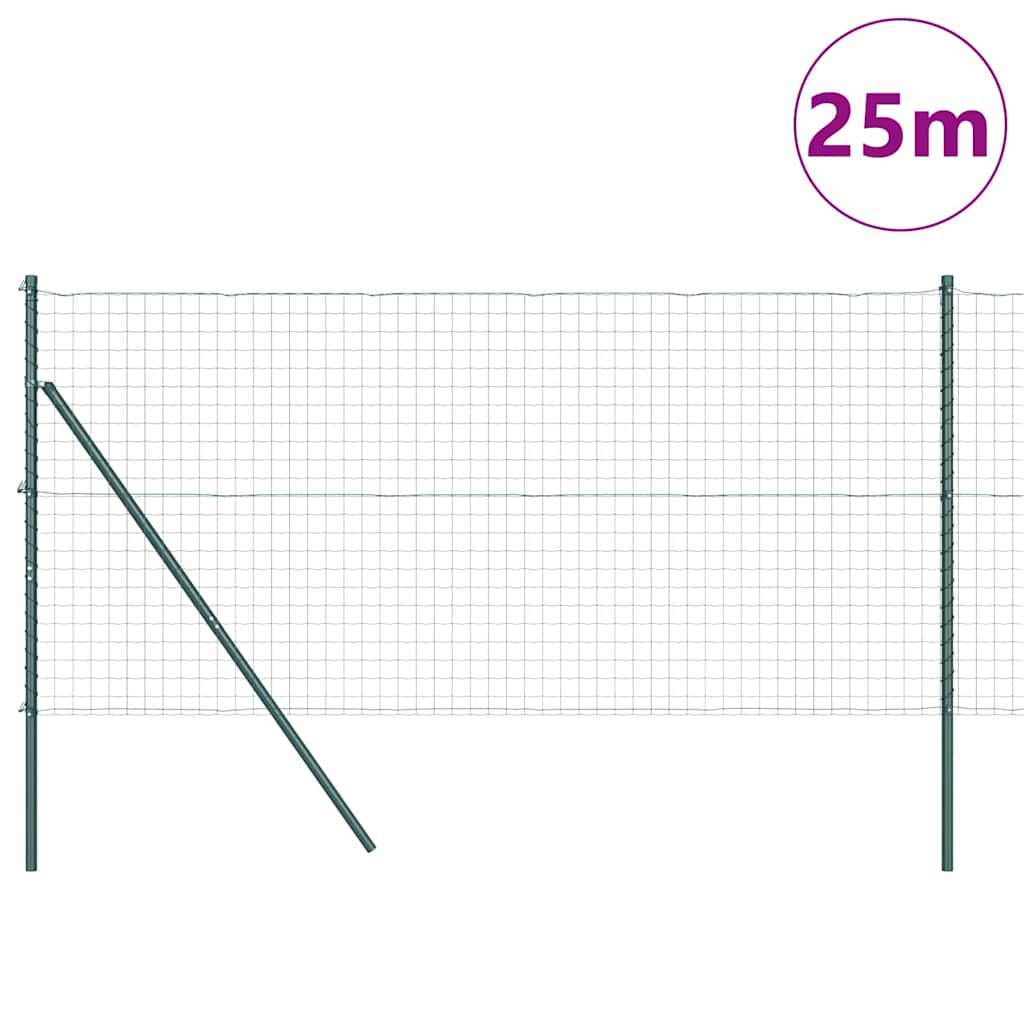 Fence with Post Green 1.2 x 25 m Steel and PVC
