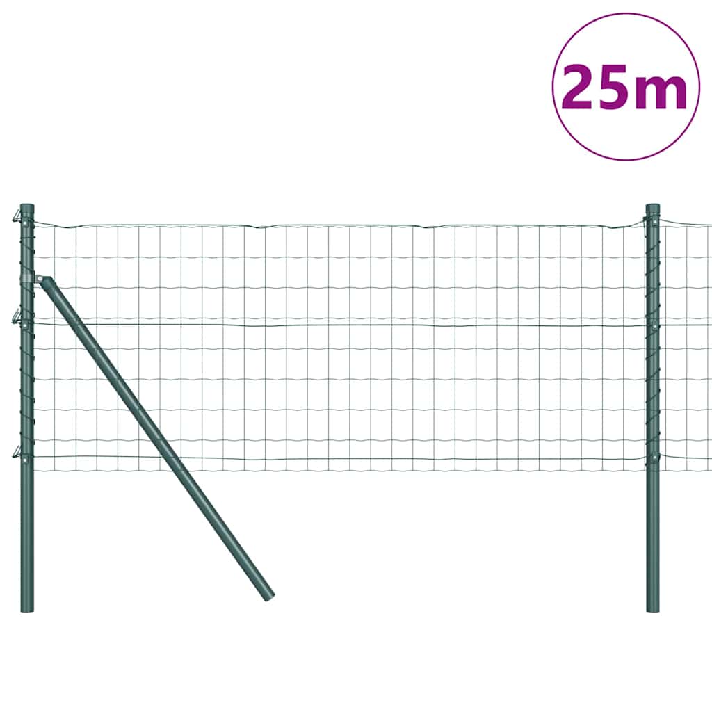 Fence with Post Green 0.8 x 25 m Steel and PVC