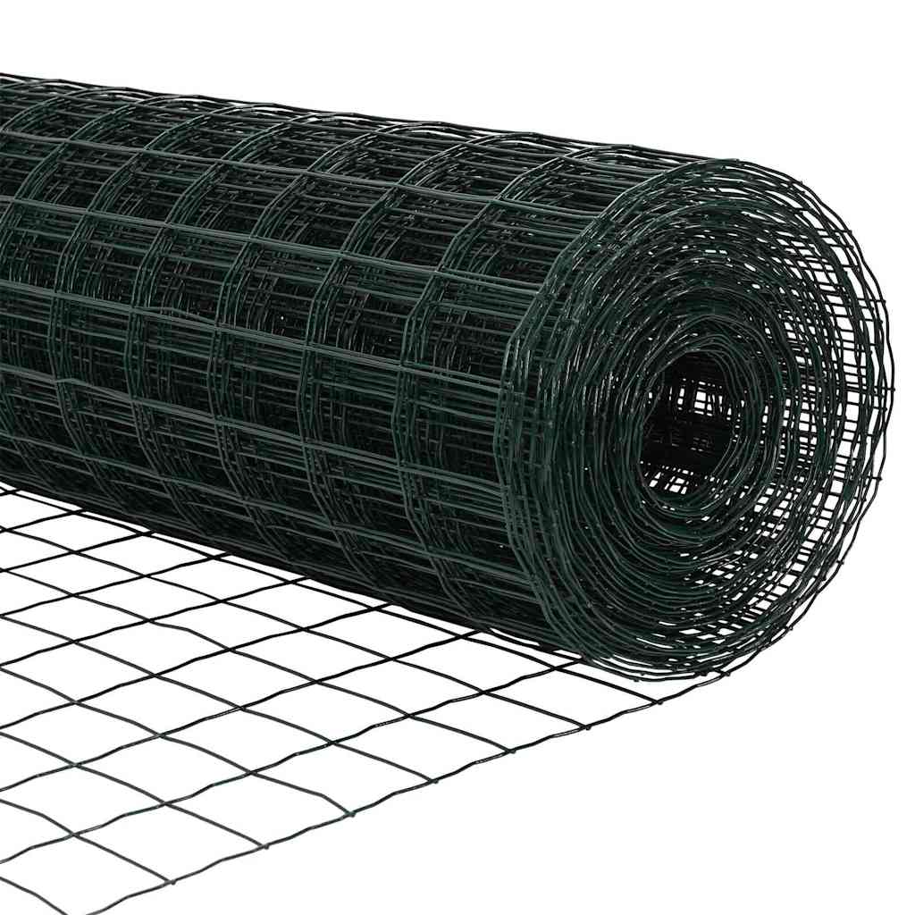 Fence with Post Green 1 x 25 m Steel and PVC