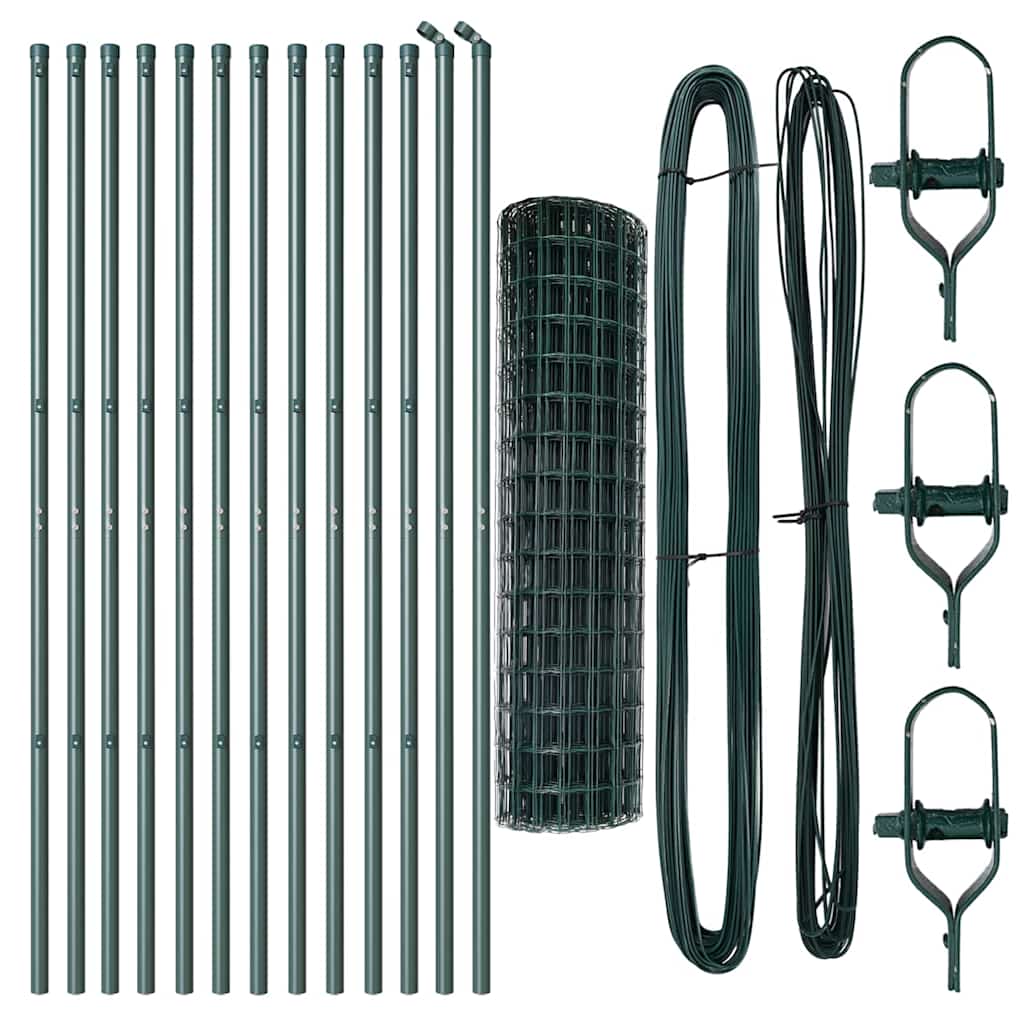 Fence with Post Green 1 x 25 m Steel and PVC