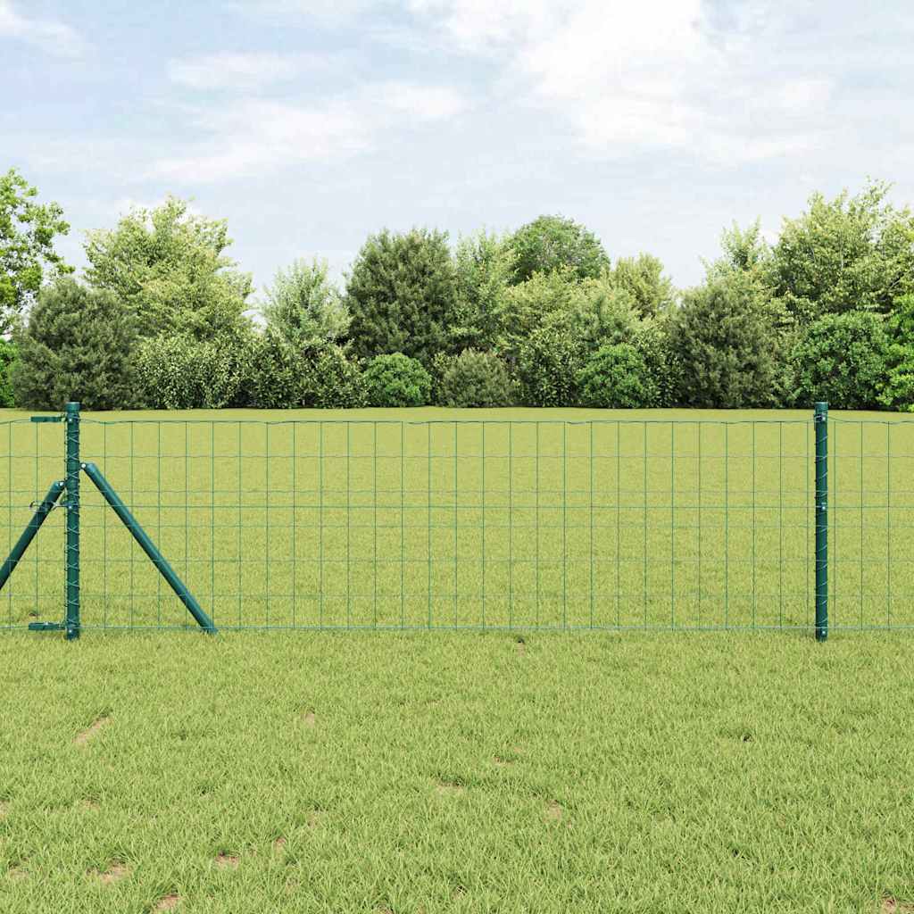 Fence with Post Green 0.4 x 25 m Steel and PVC