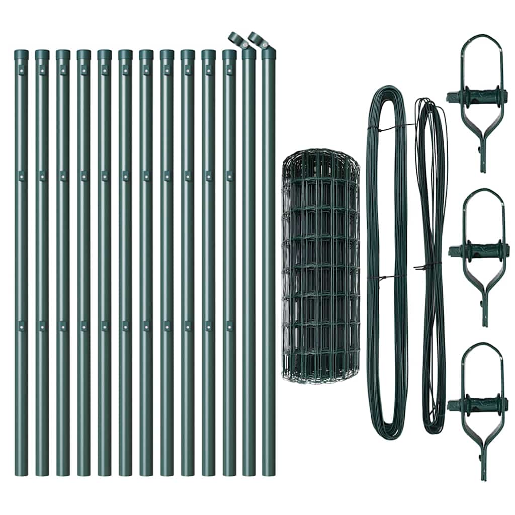 Fence with Post Green 0.4 x 25 m Steel and PVC