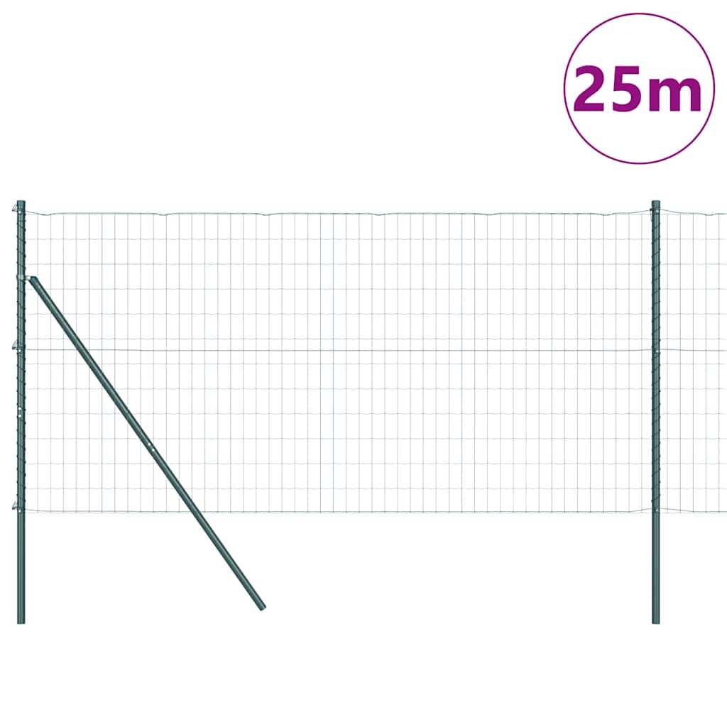 Fence with Post Green 0.4 x 25 m Steel and PVC