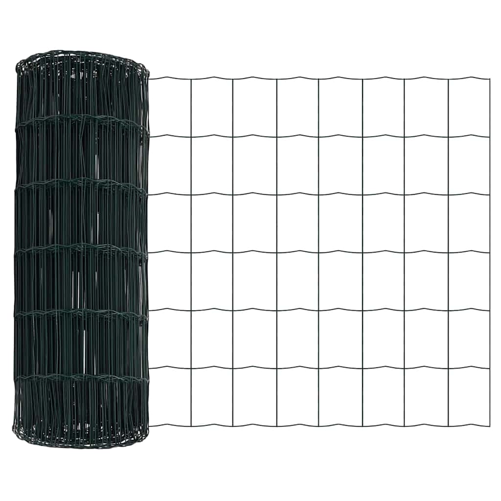 Fence with Post Green 0.6 x 25 m Steel and PVC