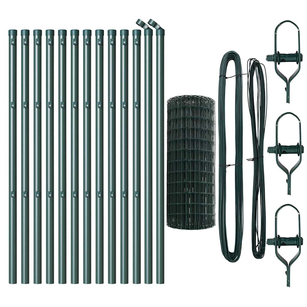 Fence with Post Green 0.4 x 25 m Steel and PVC