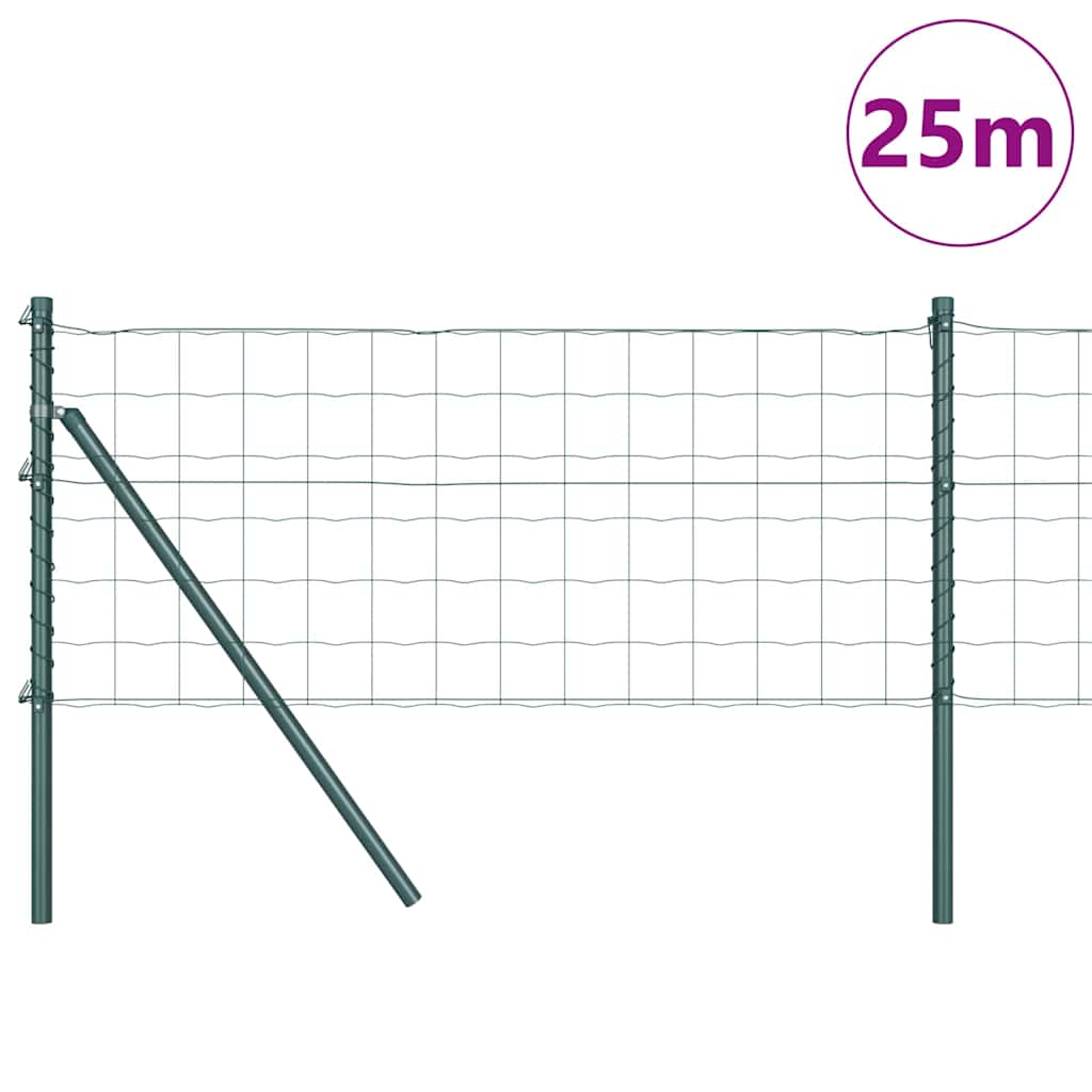 Fence with Post Green 0.4 x 25 m Steel and PVC