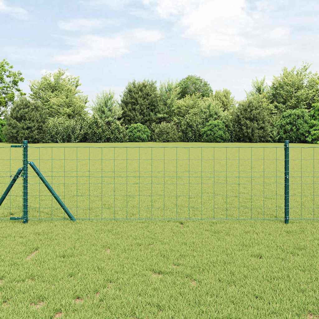Fence with Post Green 0.6 x 25 m Steel and PVC