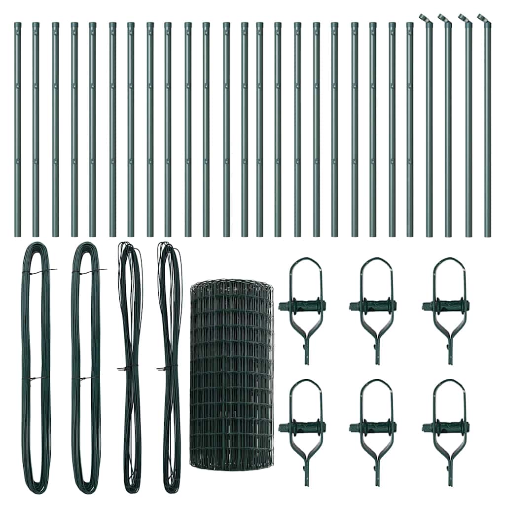Fence with Post Green 0.6 x 50 m Steel and PVC