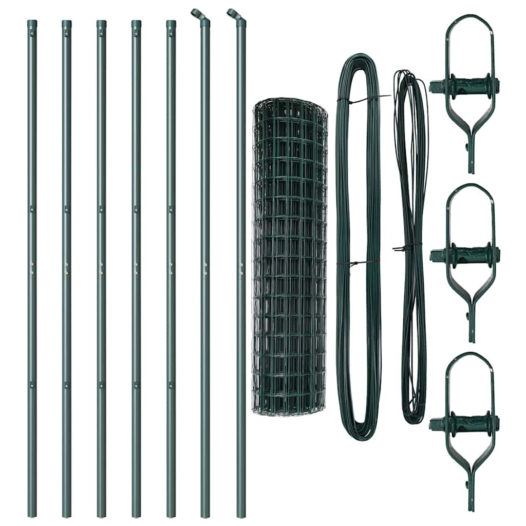 Fence with Post Green 1.4 x 10 m Steel and PVC
