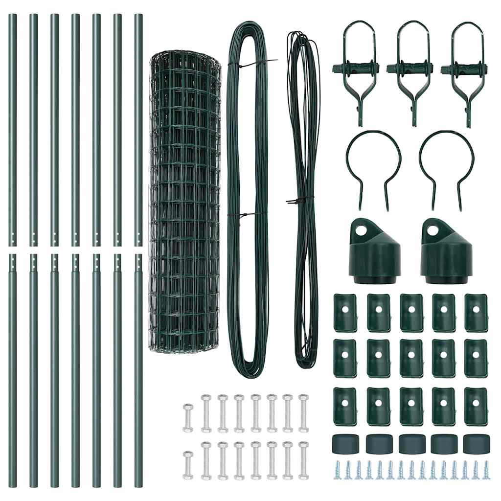 Fence with Post Green 1.4 x 10 m Steel and PVC