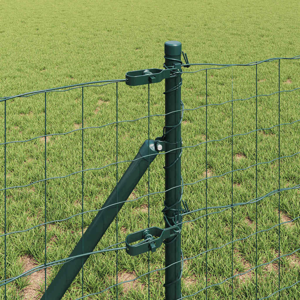 Fence with Post Green 0.8 x 25 m Steel