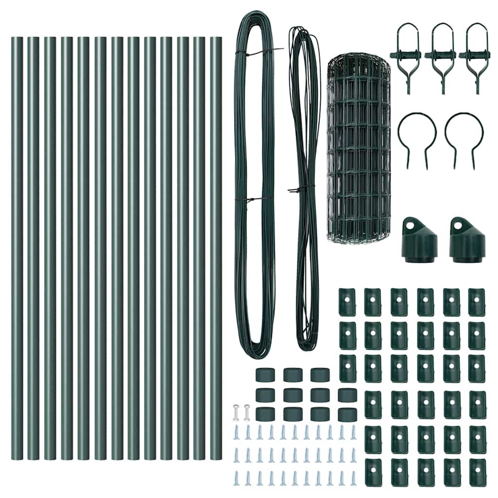 Fence with Post Green 0.8 x 25 m Steel