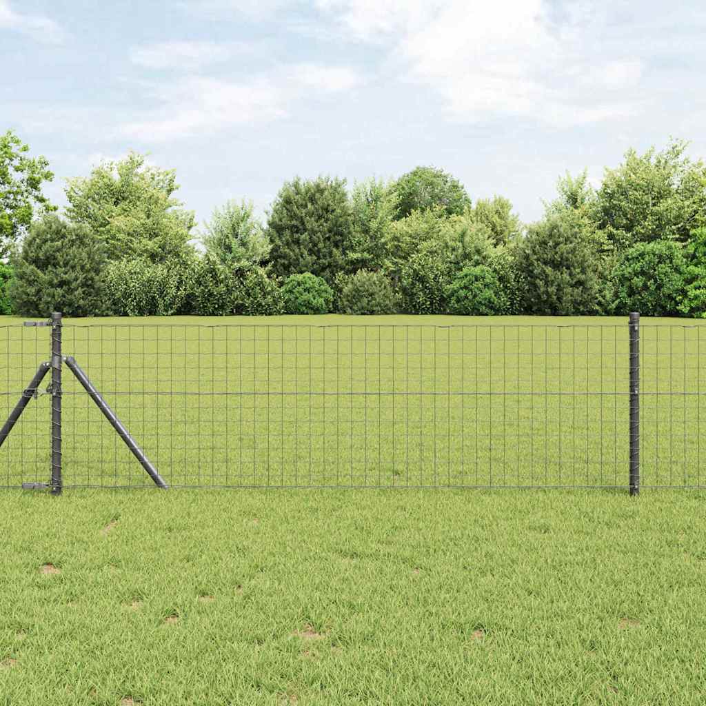Fence with Post Grey 0.8 x 10 m Steel and PVC