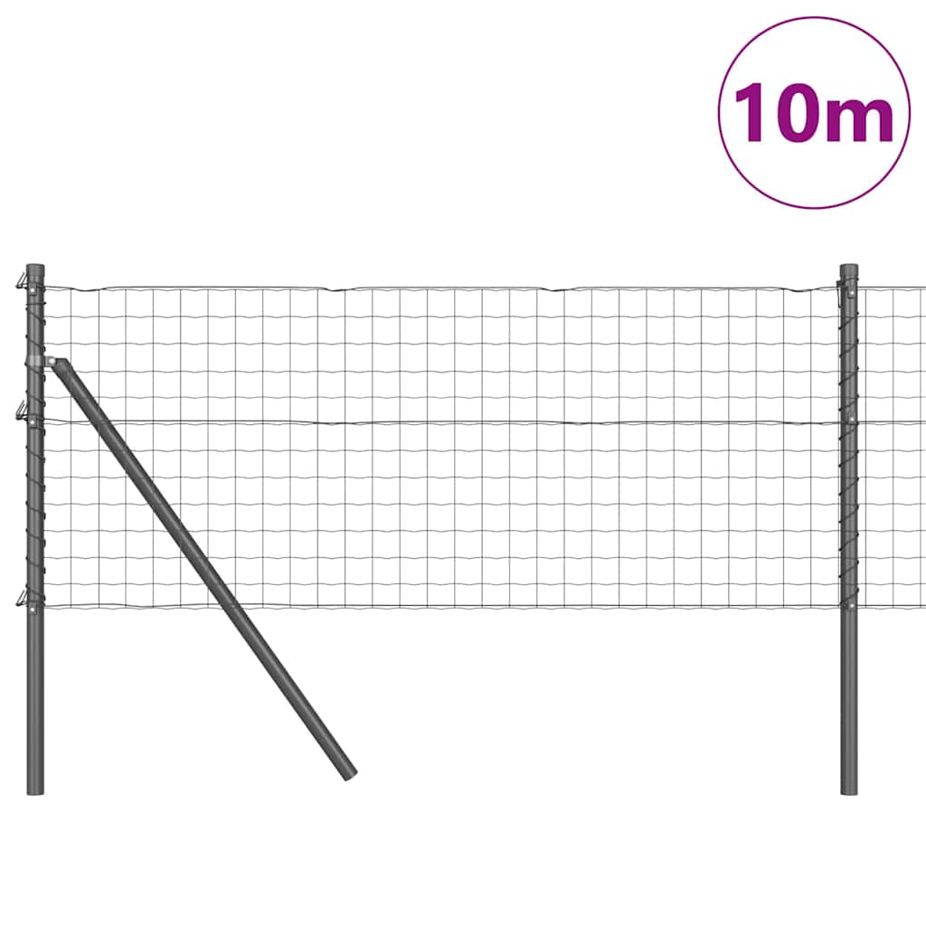 Fence with Post Grey 0.8 x 10 m Steel and PVC