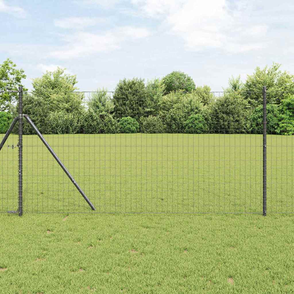 Fence with Post Grey 1.2 x 10 m Steel and PVC