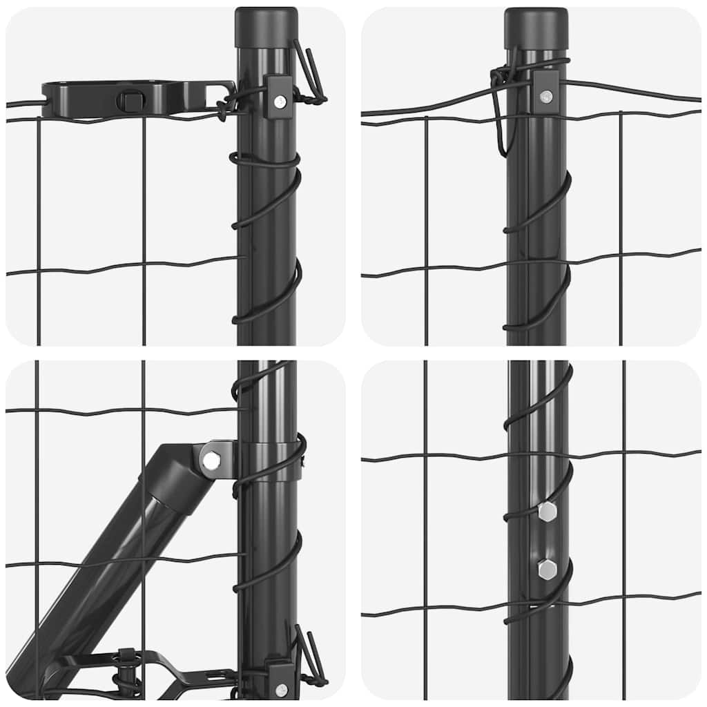 Fence with Post Grey 1.6 x 10 m Steel and PVC