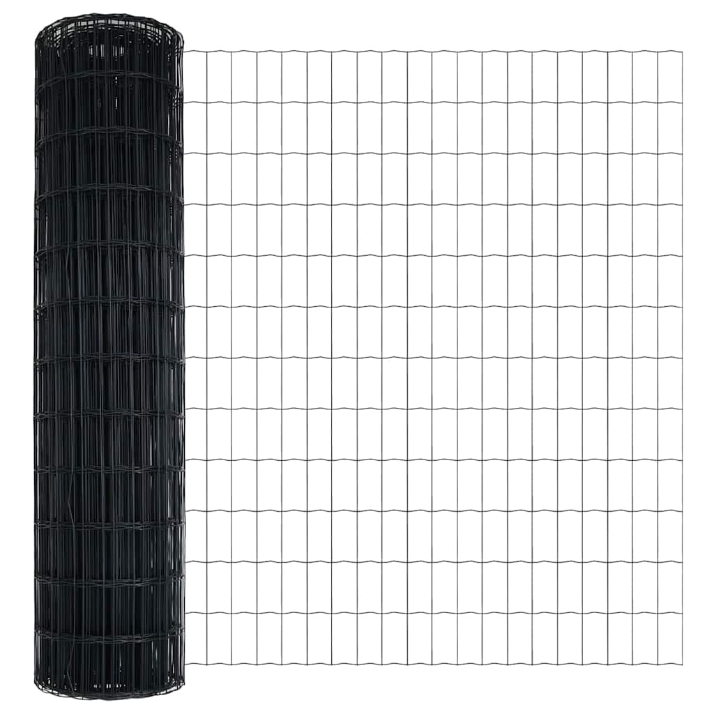 Fence with Post Grey 1 x 10 m Steel and PVC