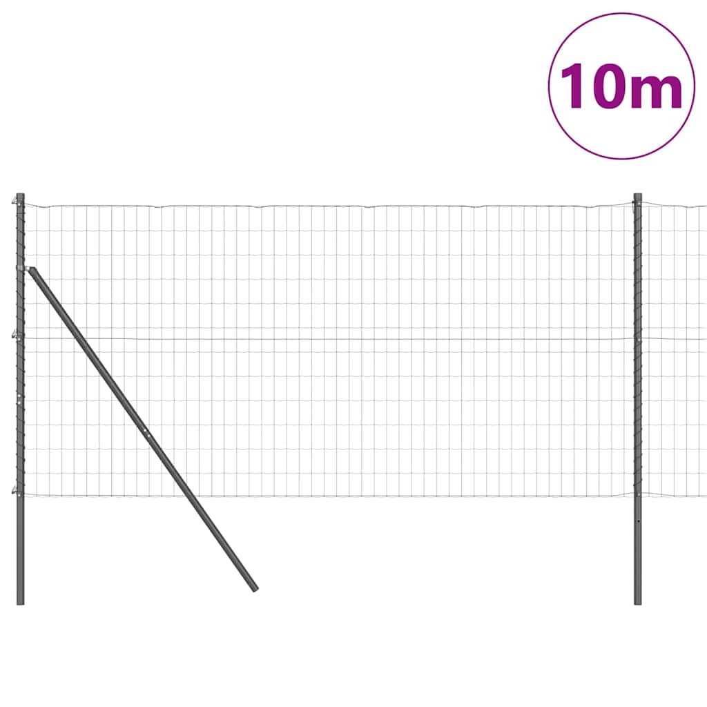 Fence with Post Grey 1 x 10 m Steel and PVC