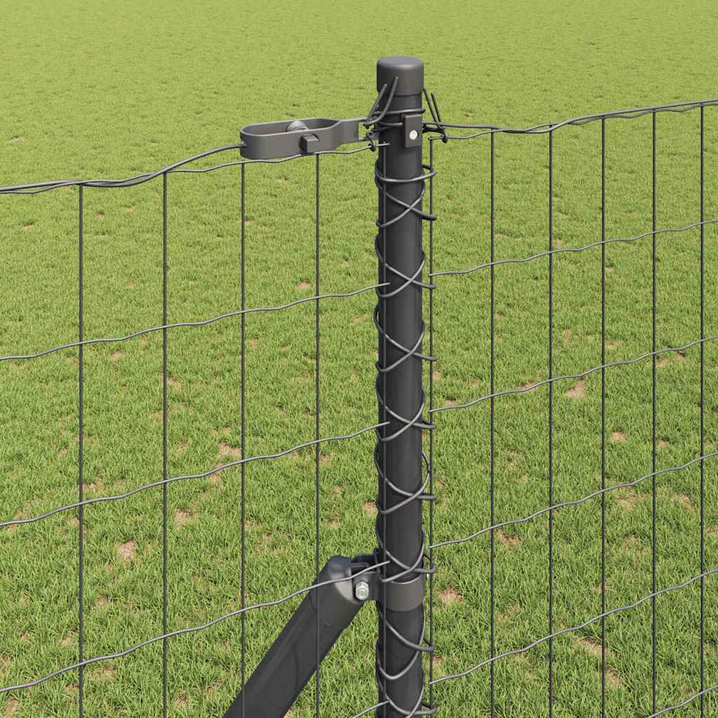 Fence with Post Grey 1.6 x 10 m Steel and PVC