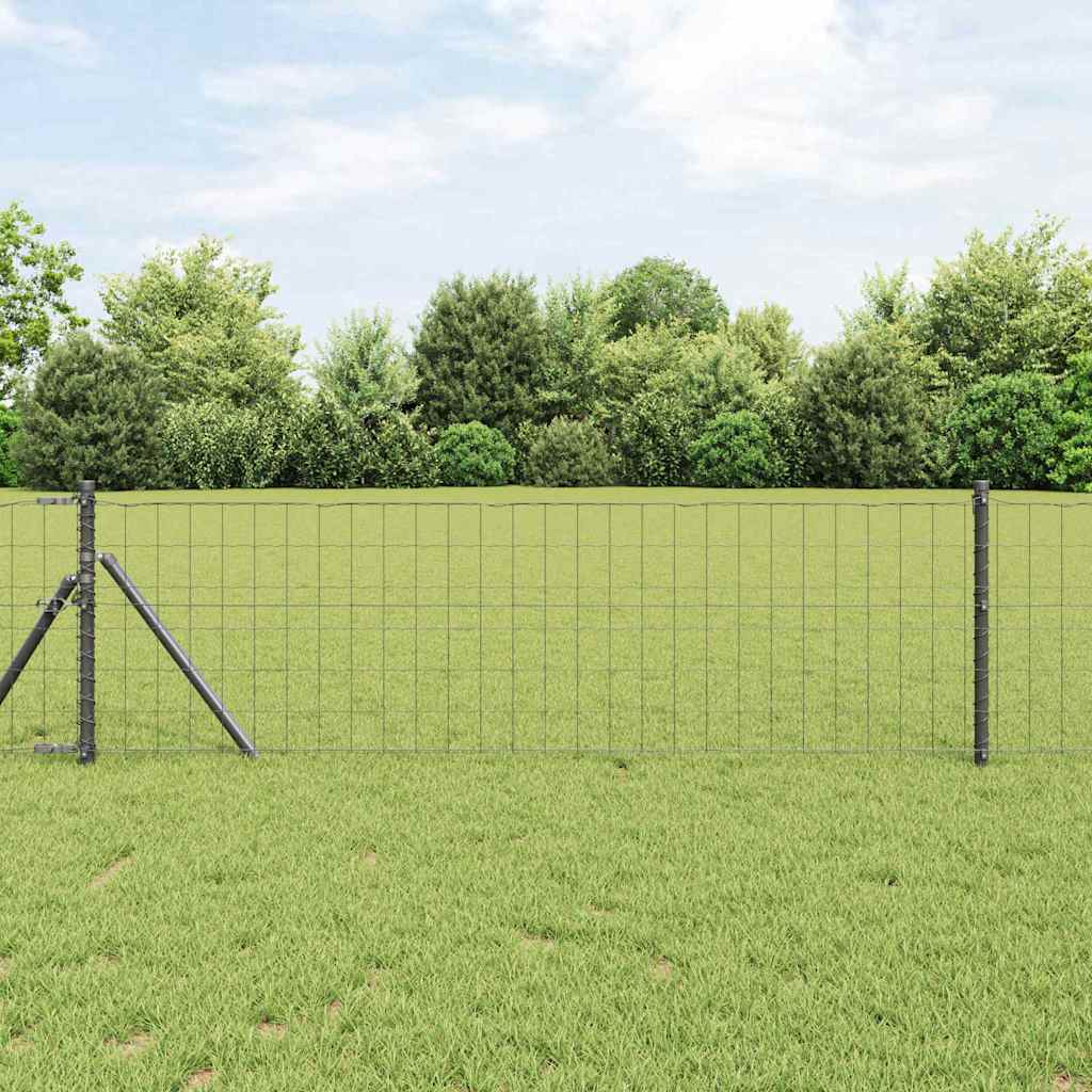 Fence with Post Grey 0.4 x 10 m Steel and PVC