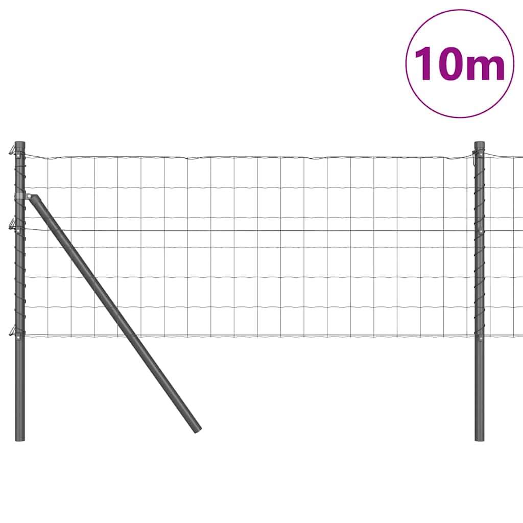 Fence with Post Grey 0.6 x 10 m Steel and PVC