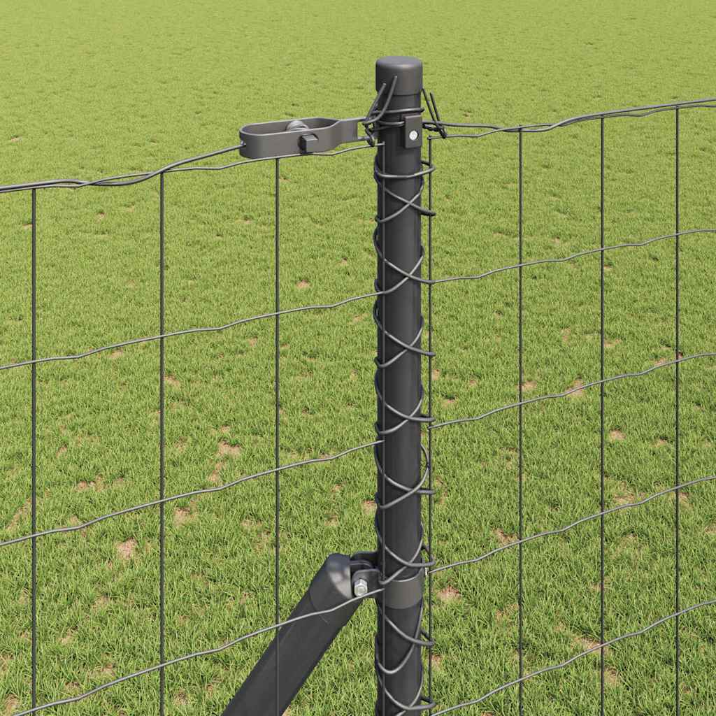 Fence with Post Grey 1.5 x 10 m Steel and PVC