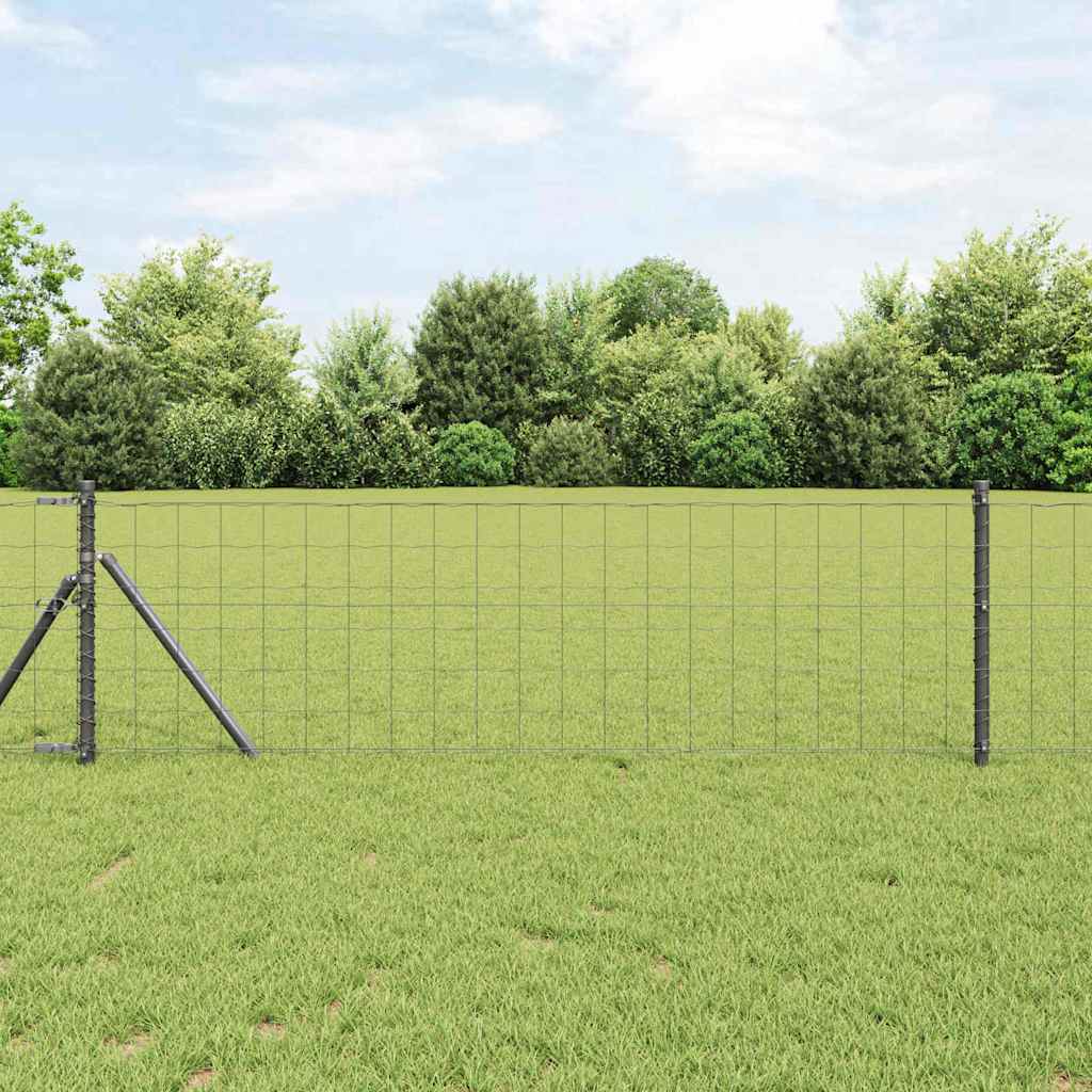 Fence with Post Grey 0.4 x 10 m Steel and PVC