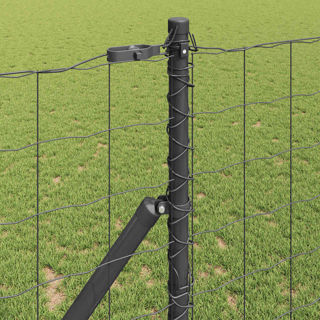 Fence with Post Grey 1.4 x 10 m Steel and PVC