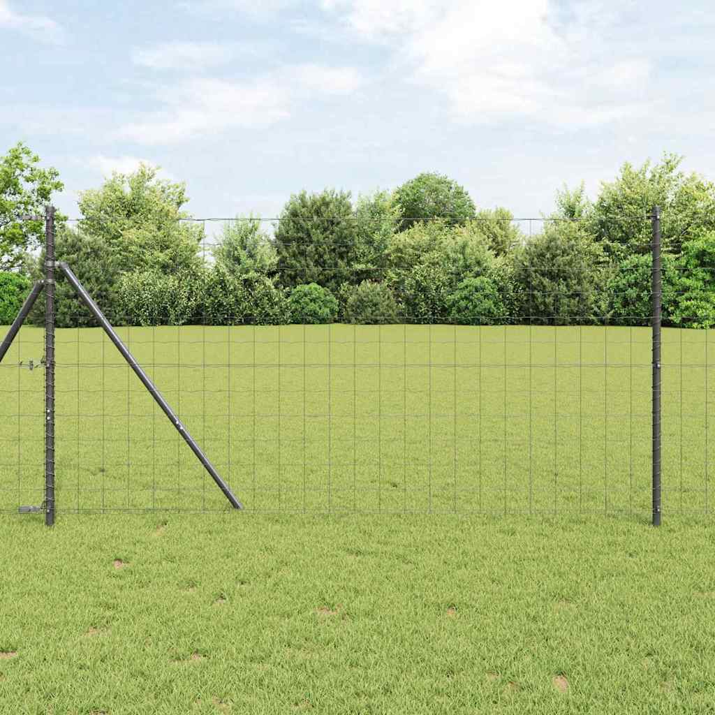 Fence with Post Grey 1.4 x 10 m Steel and PVC