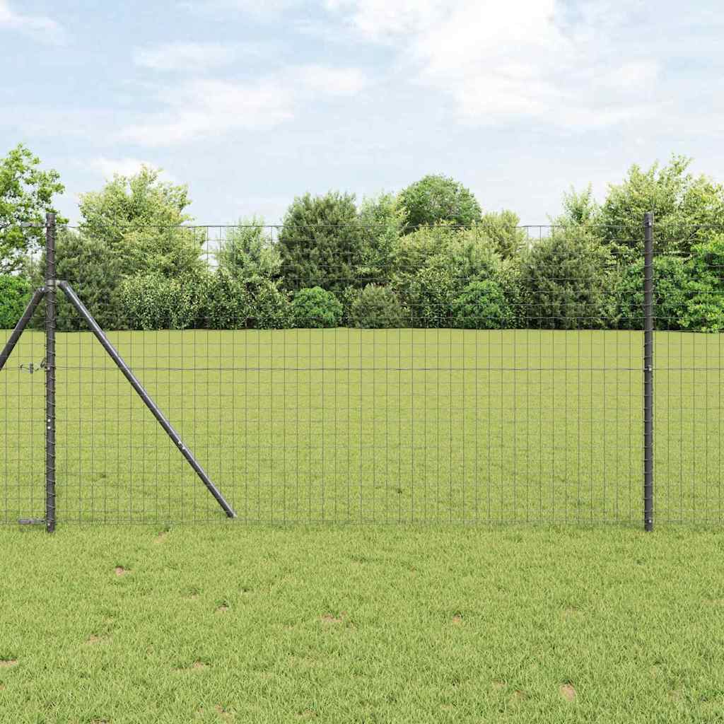 Fence with Post Grey 1 x 25 m Steel and PVC