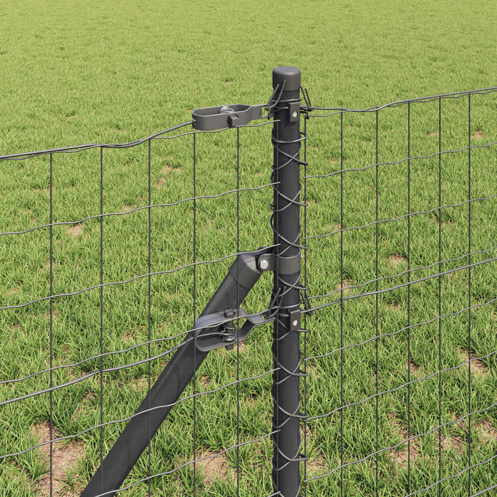 Fence with Post Grey 0.4 x 25 m Steel and PVC