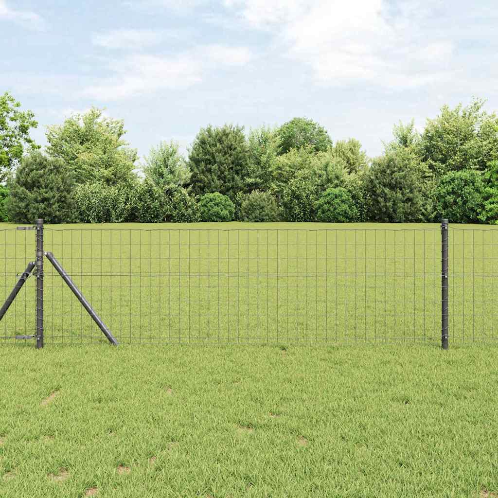 Fence with Post Grey 0.4 x 25 m Steel and PVC