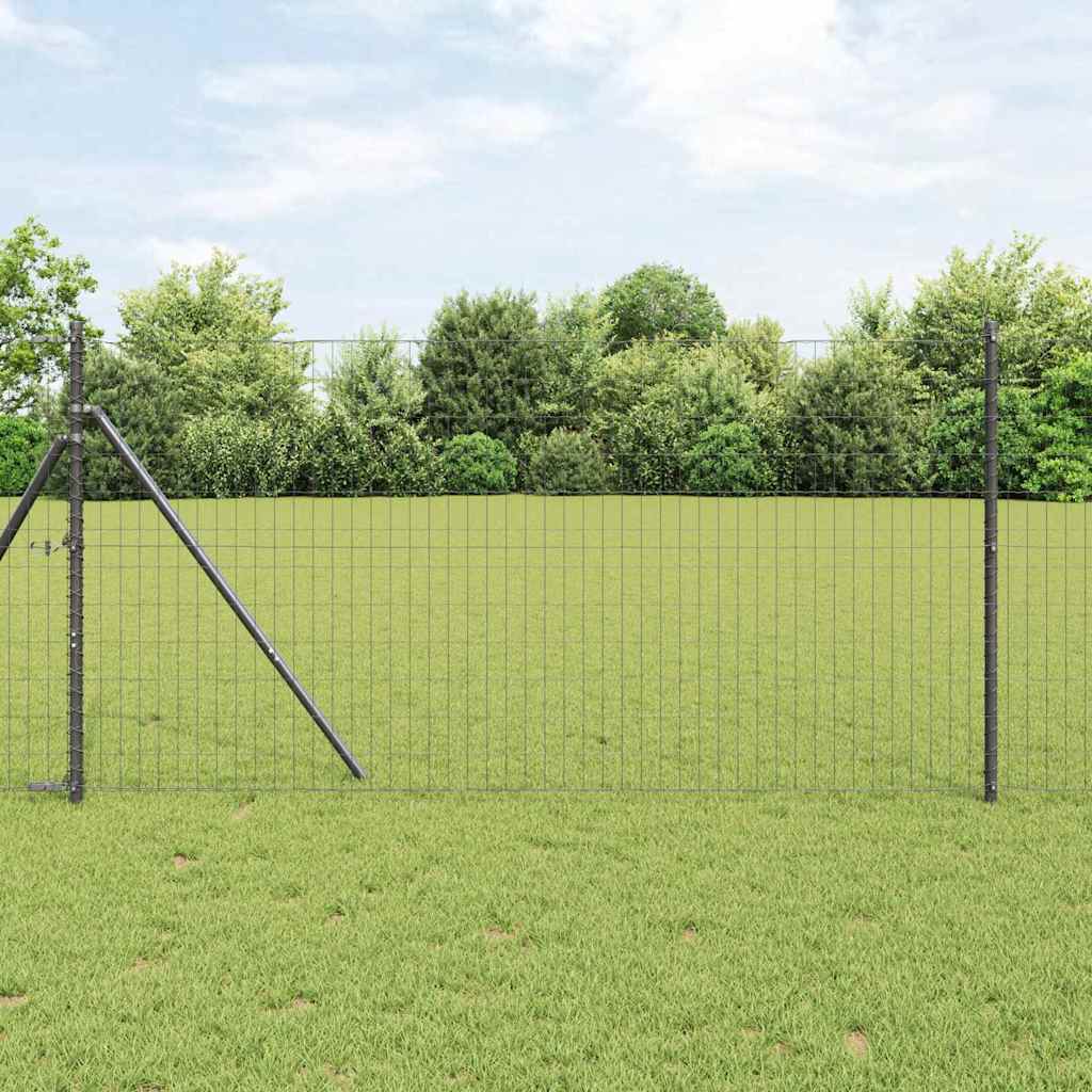 Fence with Post Grey 1 x 25 m Steel and PVC