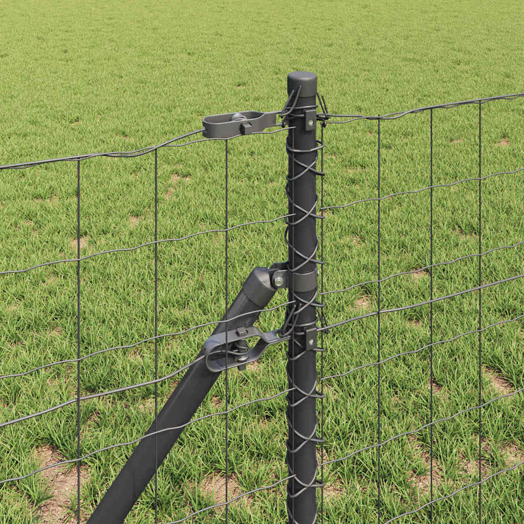 Fence with Post Grey 0.4 x 25 m Steel and PVC