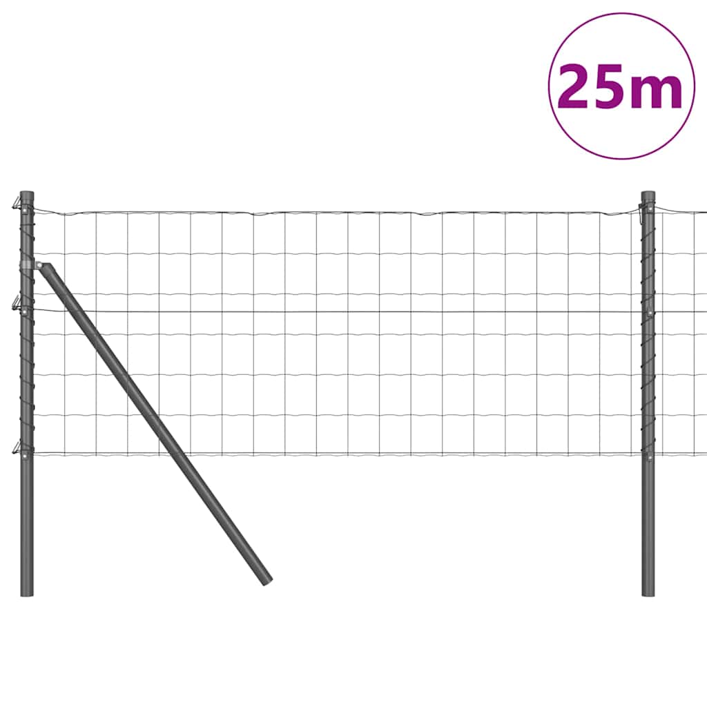 Fence with Post Grey 0.4 x 25 m Steel and PVC