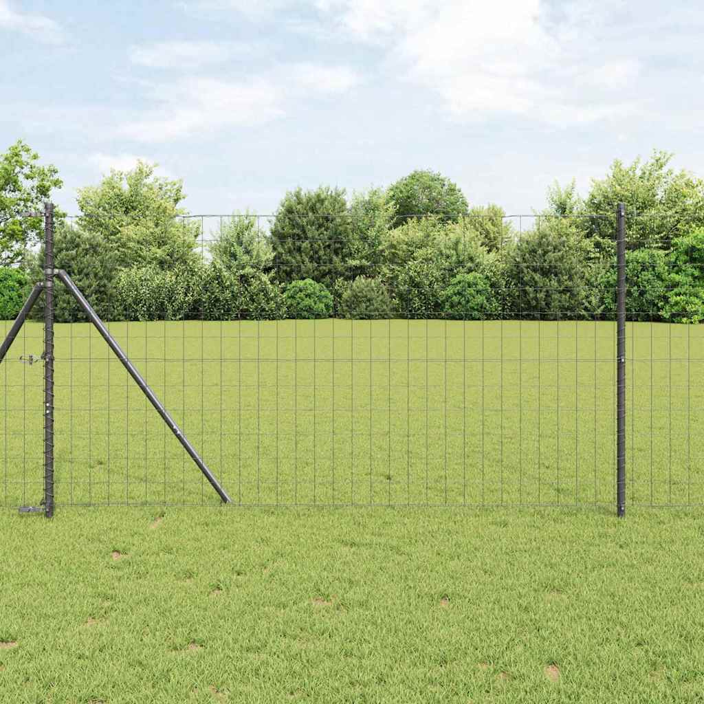 Fence with Post Grey 1.2 x 25 m Steel and PVC