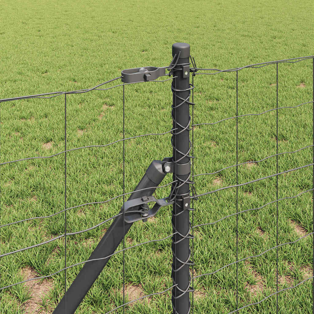 Fence with Post Grey 0.4 x 25 m Steel and PVC